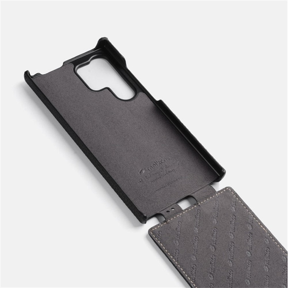 Etui MELKCO z klapką do Samsung Galaxy S25 Ultra, skórzane, flip, czarne
