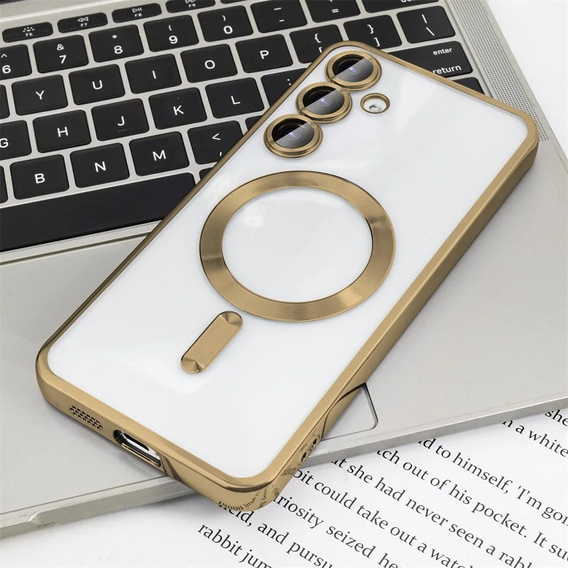 Etui do Samsung Galaxy A55 5G, Electro MagSafe, złote + Szkło na ekran