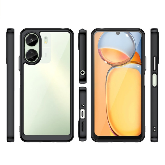 Etui do Xiaomi Redmi 13C / Poco C65, Fusion Hybrid, przezroczyste / czarne