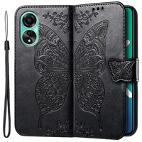 Etui z klapką do Oppo A38 4G / Oppo A18 4G, Butterfly, czarne