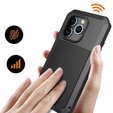 Etui do iPhone 15 Pro, pancerne, z wbudowanym szkłem, czarne