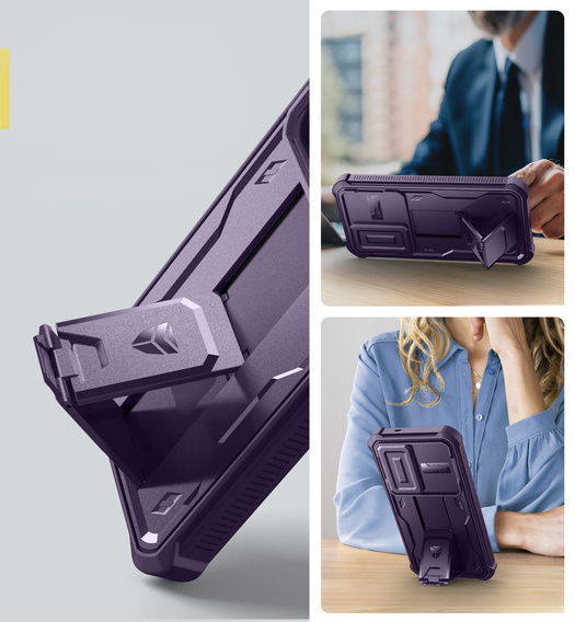 Etui pancerne do Samsung Galaxy S25, Dexnor Full Body (Two Frames), fioletowe