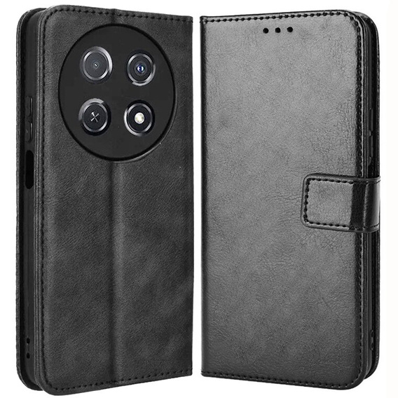 Etui z klapką do Huawei Nova 12i, Crazy Horse Wallet, czarne