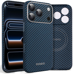 Etui do iPhone 17 Pro Max, ERBORD Full Kevlar, do MagSafe, niebieskie