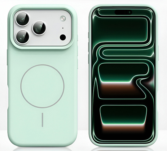 Etui silikonowe do iPhone 17 Pro - kompatybilne z MagSafe, antywstrząsowe, zielone