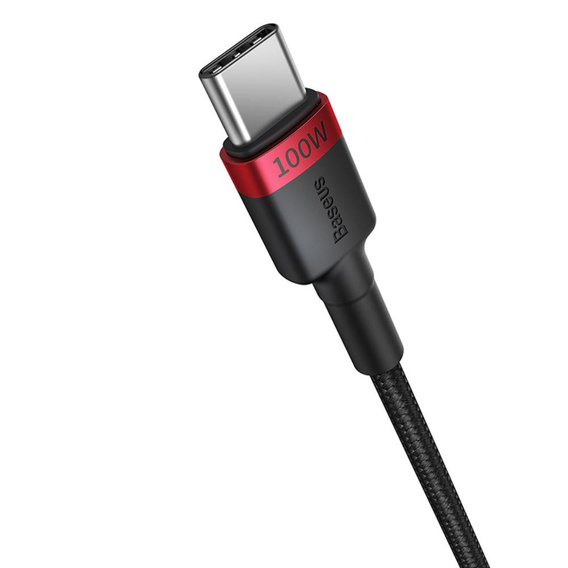 Baseus kabel Cafule USB‑C na USB‑C 2 m 100 W – czerwono‑czarny + szaro‑czarny (2 szt.)