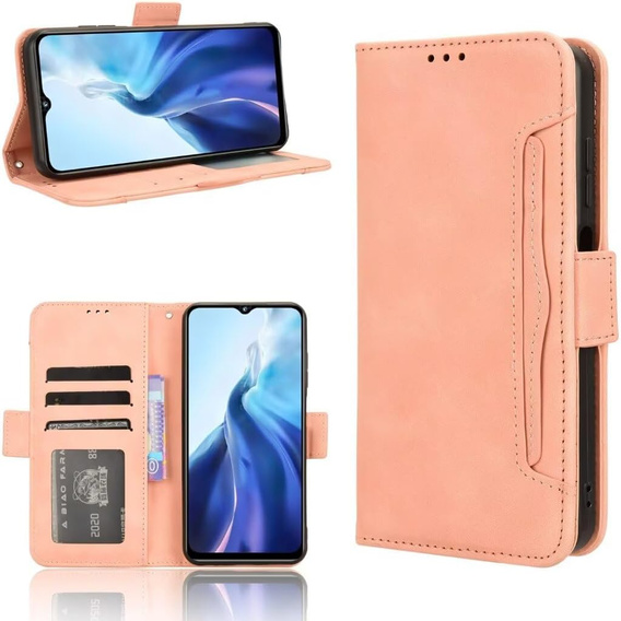Etui z klapką do Realme Note 70T 4G, Card Slot, różowe