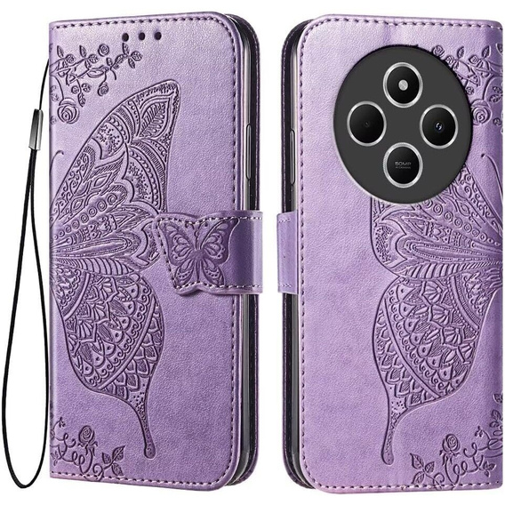 Etui z klapką do Xiaomi Redmi 14C / Xiaomi Poco C75, Butterfly, fioletowe