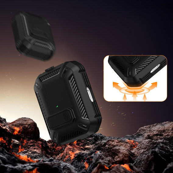 Etui ochronne do AirPods Pro 3, karabińczykiem, czarne