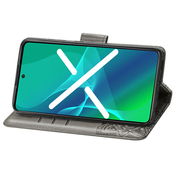 Etui z klapką do Motorola Moto G71 5G, Butterfly, szare
