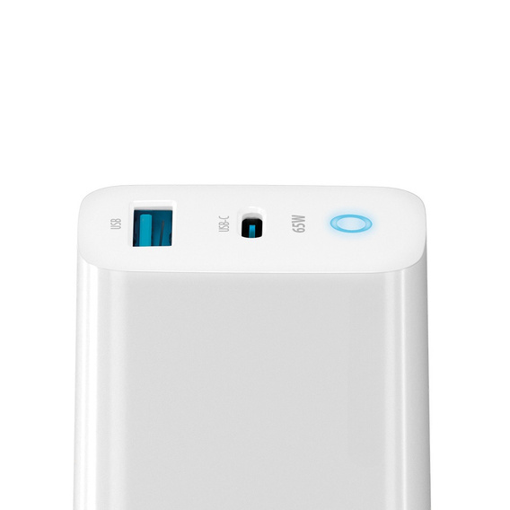 Zestaw Ładowarka Sieciowa 65W GaN 1x USB-C 1x USB-A + Kabel USB-C 1M