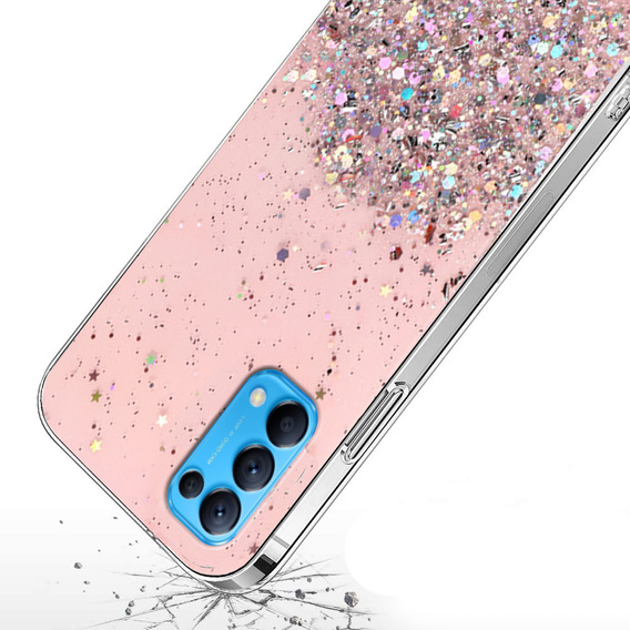 Etui do OPPO Reno 5 5G, Glittery, różowe
