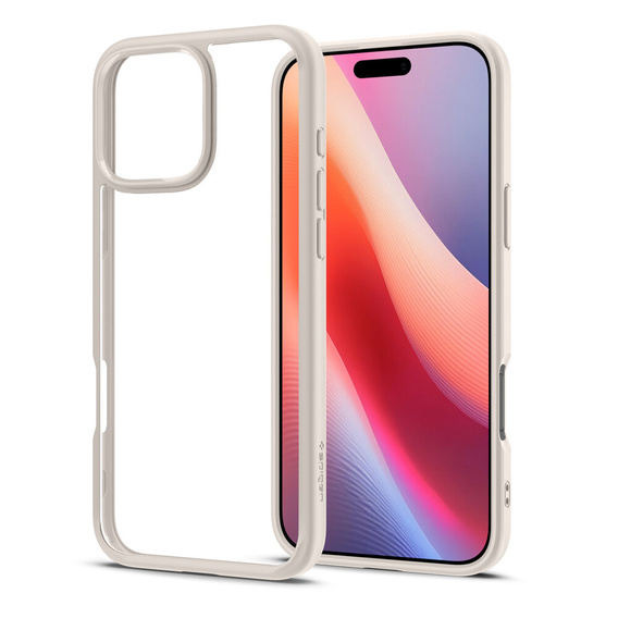 Etui Spigen do iPhone 16 Pro Max, Ultra Hybrid, przezroczyste / tytanowe + Szkło Hartowane 9H