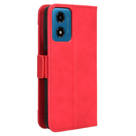 Etui z klapką do Motorola Moto E14, Card Slot, czerwone