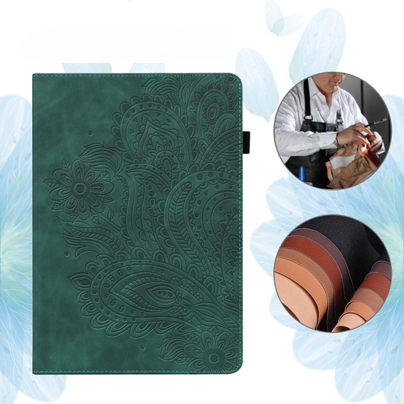 Etui do Xiaomi Redmi Pad SE 11", Flowers, zielone