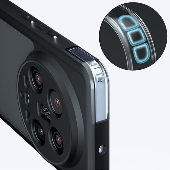 Etui do Xiaomi 14 Ultra, Fusion Hybrid, z ochroną aparatu, przezroczyste / czarne