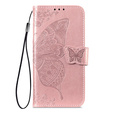 Etui z klapką do Honor Magic 8 Lite, Butterfly, różowe