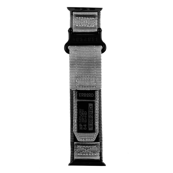 Pasek Nylonowy ERBORD MP84 do Apple Watch 1/2/3/4/5/6/7/8/9/10/11/SE Ultra 1/2/3 42/44/45/46/49mm, Szary