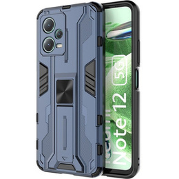 Etui do Xiaomi Redmi Note 12 5G / POCO X5 5G, pancerne z podstawką i ochroną aparatu, niebieskie