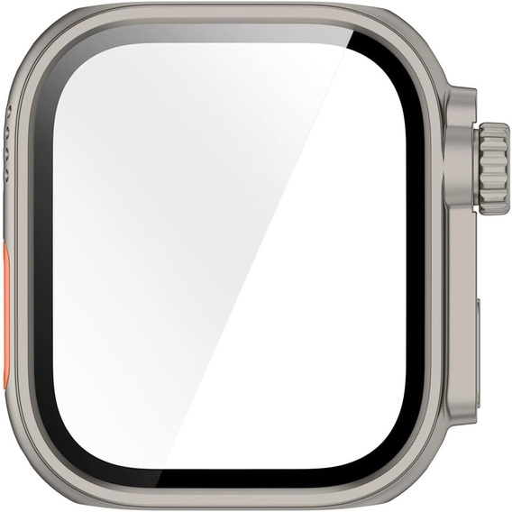 2w1 Etui + Szkło Hartowane do Huawei Watch Fit 4 Pro, Tytanowe/Pomarańczowe