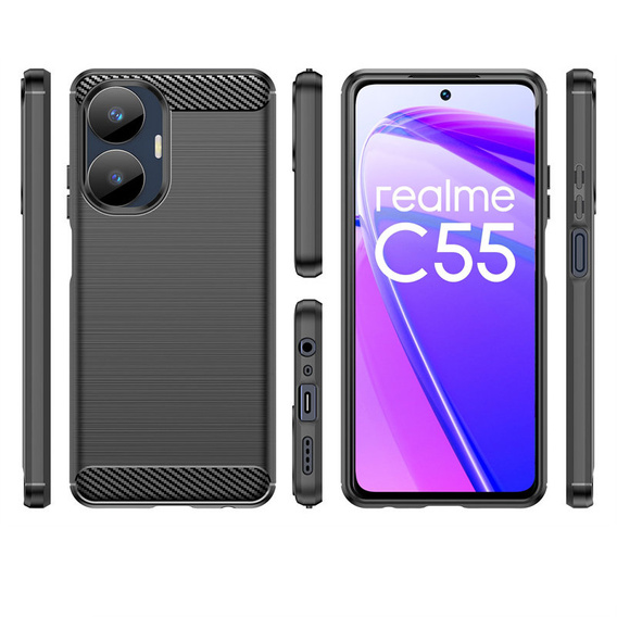 Etui do Realme C55, Karbon, czarne