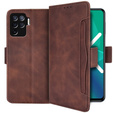 Etui z klapką do Oppo Reno5 Lite, Card Slot, brązowe