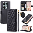 Etui z klapką do Xiaomi Redmi Note 13 Pro 4G, Rhombus Crossbody Leather, czarne