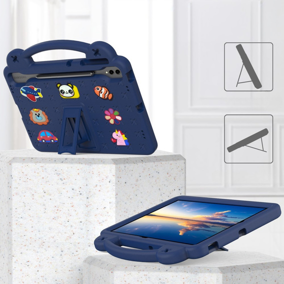 Etui do Samsung Galaxy Tab S10+ Plus, Cute Patterns, z podstawką, granatowe