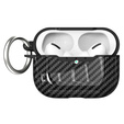Etui do AirPods Pro 3 z fakturą włókna węglowego, z karabińczykiem - czarne