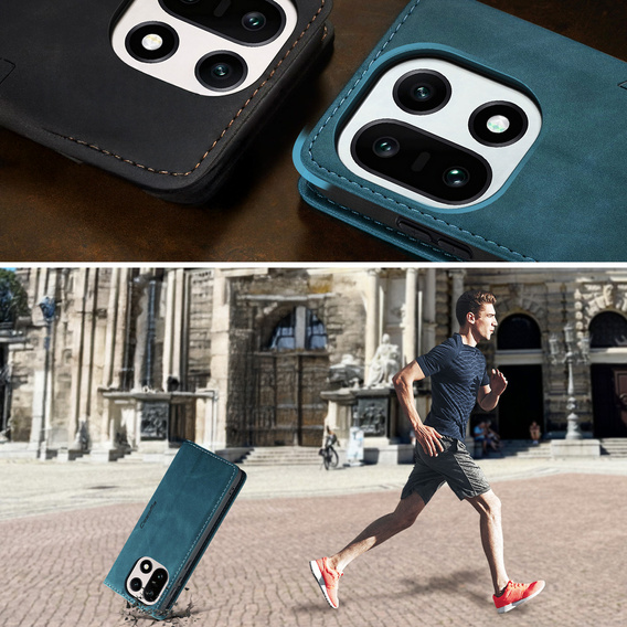 Etui CASEME do OnePlus 15, Leather Wallet Case, niebieskie