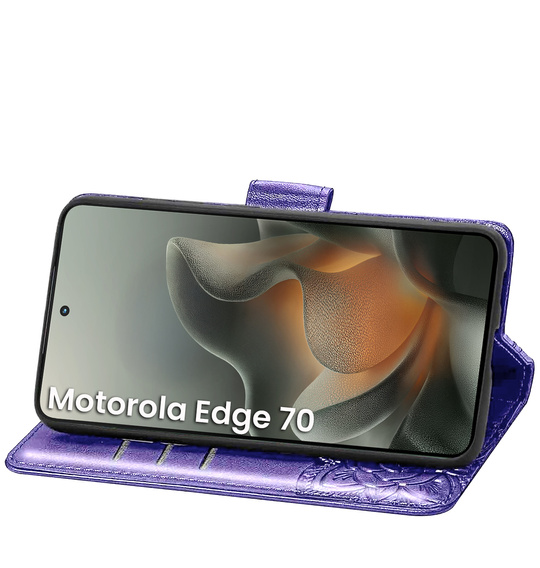 Etui z klapką do Motorola Edge 70, Butterfly, fioletowe