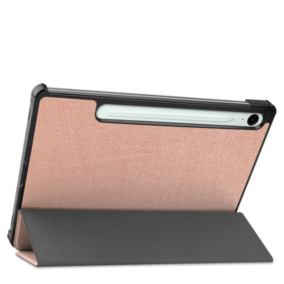 Etui do Samsung Galaxy Tab S10 Lite / S10 FE / S9 FE, Tri-fold, z miejscem na rysik, różowe rose gold