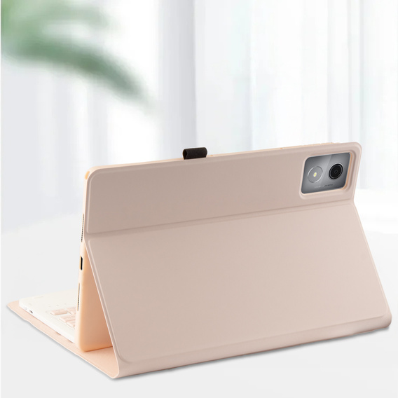 Etui z klawiaturą do Lenovo Tab K11 Plus, Leather Pen Slot TouchPad, różowe