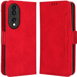 Etui z klapką do Honor 70 5G, Card Slot, czerwone