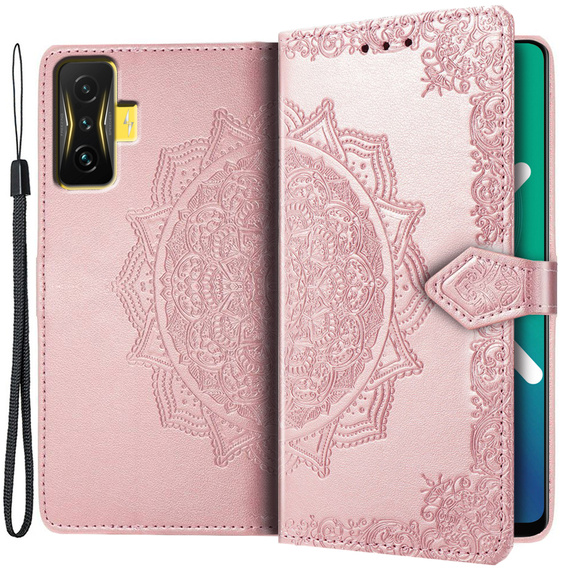 Etui z klapką do Xiaomi Poco F4 GT, Mandala, różowe rose gold