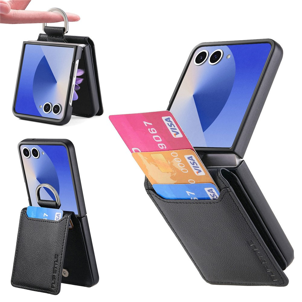 Etui z miejscem na karty i ringiem do Samsung Galaxy Z Flip7 – czarne