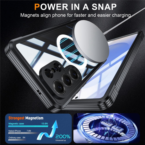 Etui do Samsung Galaxy S26 Ultra, Shockproof, ze szkłem, do MagSafe, czarne