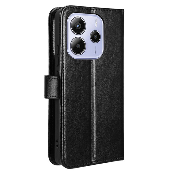 Etui z klapką do Xiaomi Redmi Note 14 4G, Crazy Horse Wallet, czarne
