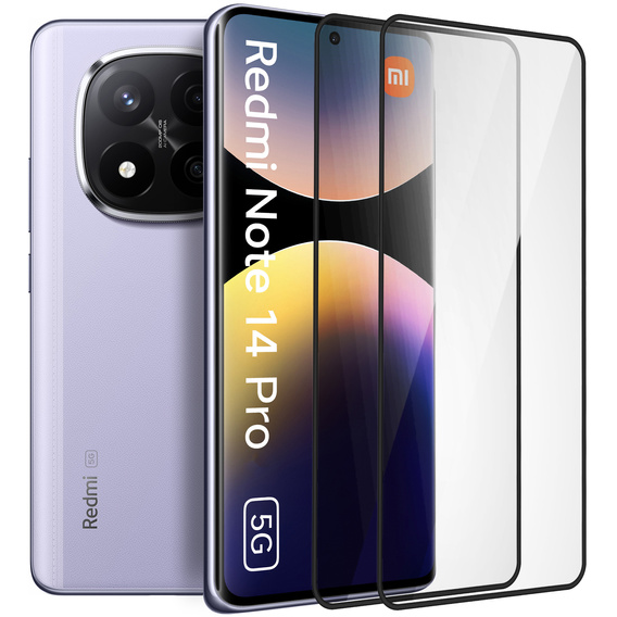 2x Szkło Hartowane do Xiaomi Redmi Note 14 Pro / Poco X7, ERBORD 3D pełne, szybka na cały ekran