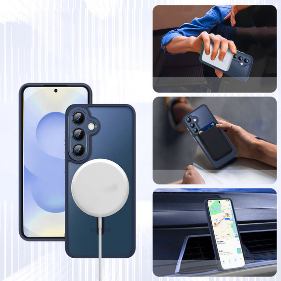Etui do Samsung Galaxy S25 FE, do MagSafe, ERBORD Matt Case, granatowe
