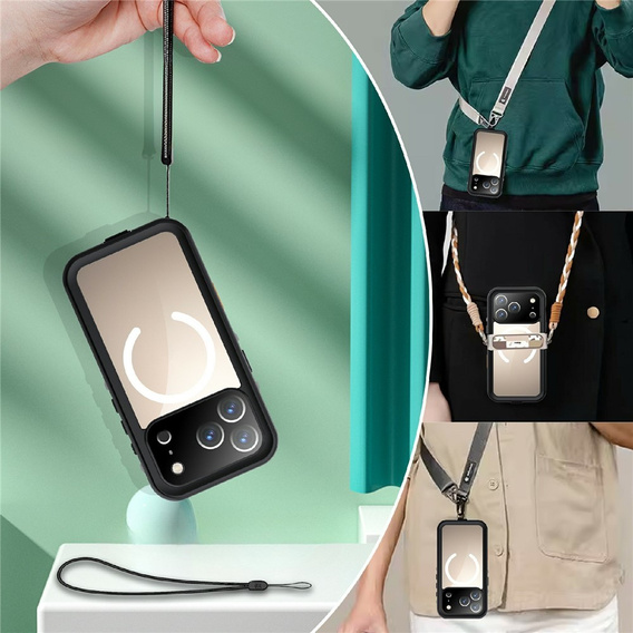 Etui wodoodporne do iPhone 17 Pro, Redpepper, do MagSafe, czarne