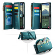Etui CASEME do Samsung Galaxy A56 5G, RFID Leather Wallet, z paskiem na ramię, zielone