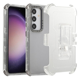 Pancerne Etui do Samsung Galaxy S24+, Belt Clip, z klipsem, przezroczyste / czarne