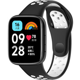 Pasek Silikonowy do Xiaomi Redmi Watch 3 Active, Czarny / Biały