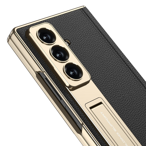 Etui GKK do Samsung Galaxy Z Fold7 5G ze szkłem i podstawką – czarno-złote