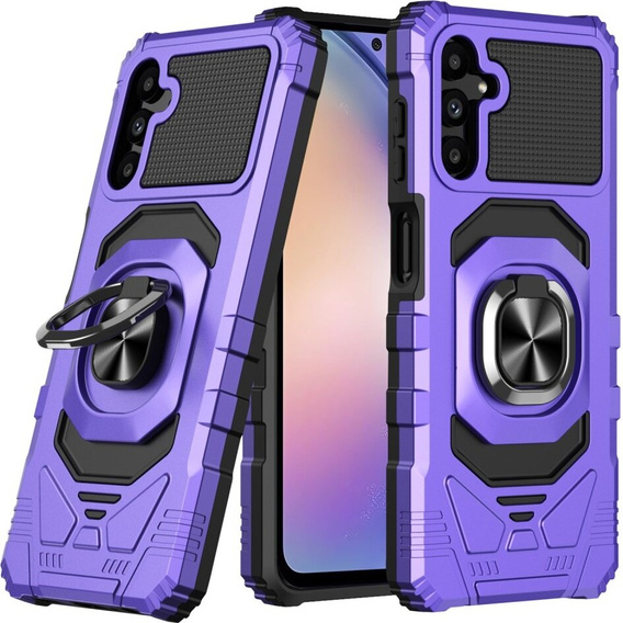 Etui do Samsung Galaxy S23 FE, pancerne z podstawką i blaszką do uchwytu, fioletowe