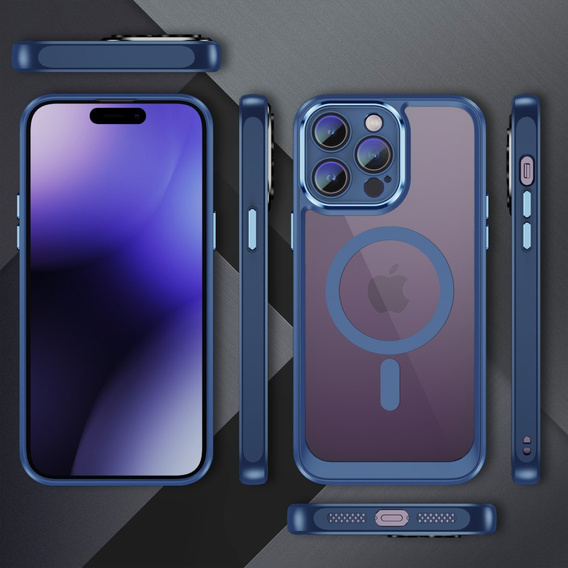 Etui do iPhone 14 Pro, ERBORD Impact Guard, do MagSafe, niebieskie