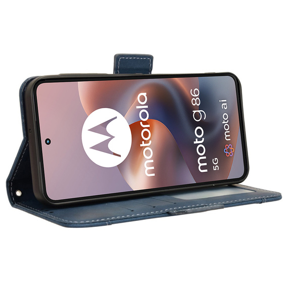 Etui z klapką do Motorola Moto G86 Power 5G, Card Slot, granatowe