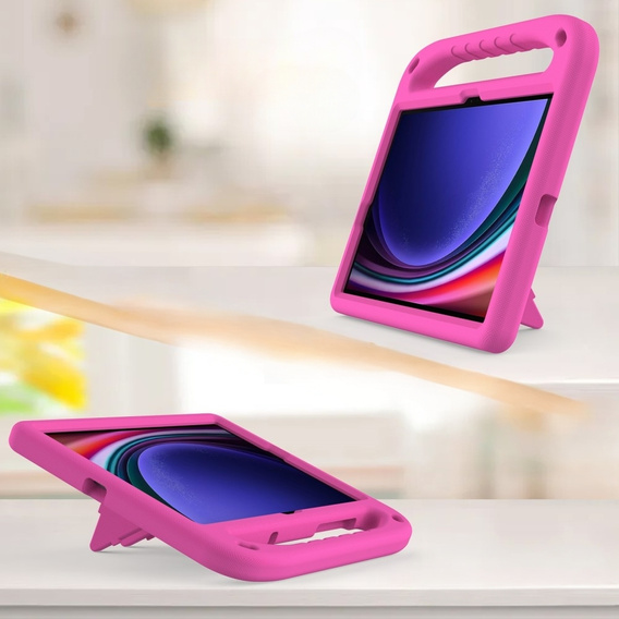 Etui dla dzieci do Samsung Galaxy Tab S10 Lite / S10 FE / S9 FE, z uchwytem, różowe