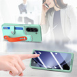 Etui skórzane do Samsung Galaxy Z Fold6 5G, z podstawką i szkłem, zielone